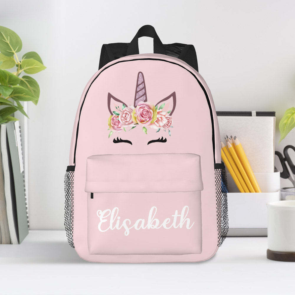 Custom Name Backpack Personalised Unicorn School Bag for Kids - mysiliconefoodbag