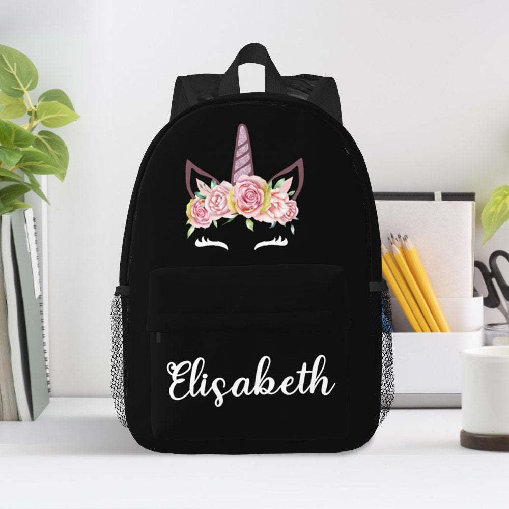 Custom Name Backpack Personalised Unicorn School Bag for Kids - mysiliconefoodbag