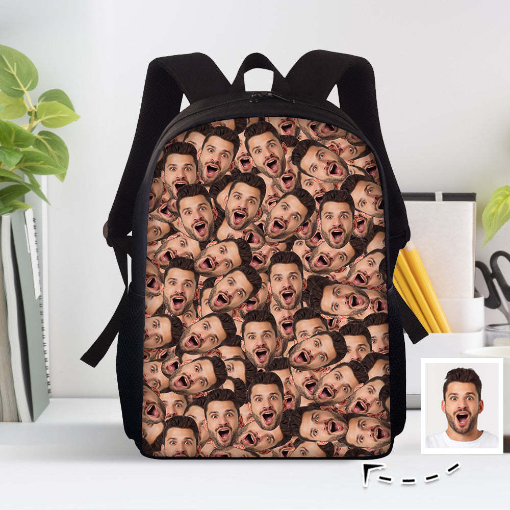 Custom Face Backpack Personalised Funny School Bag for Students - mysiliconefoodbag