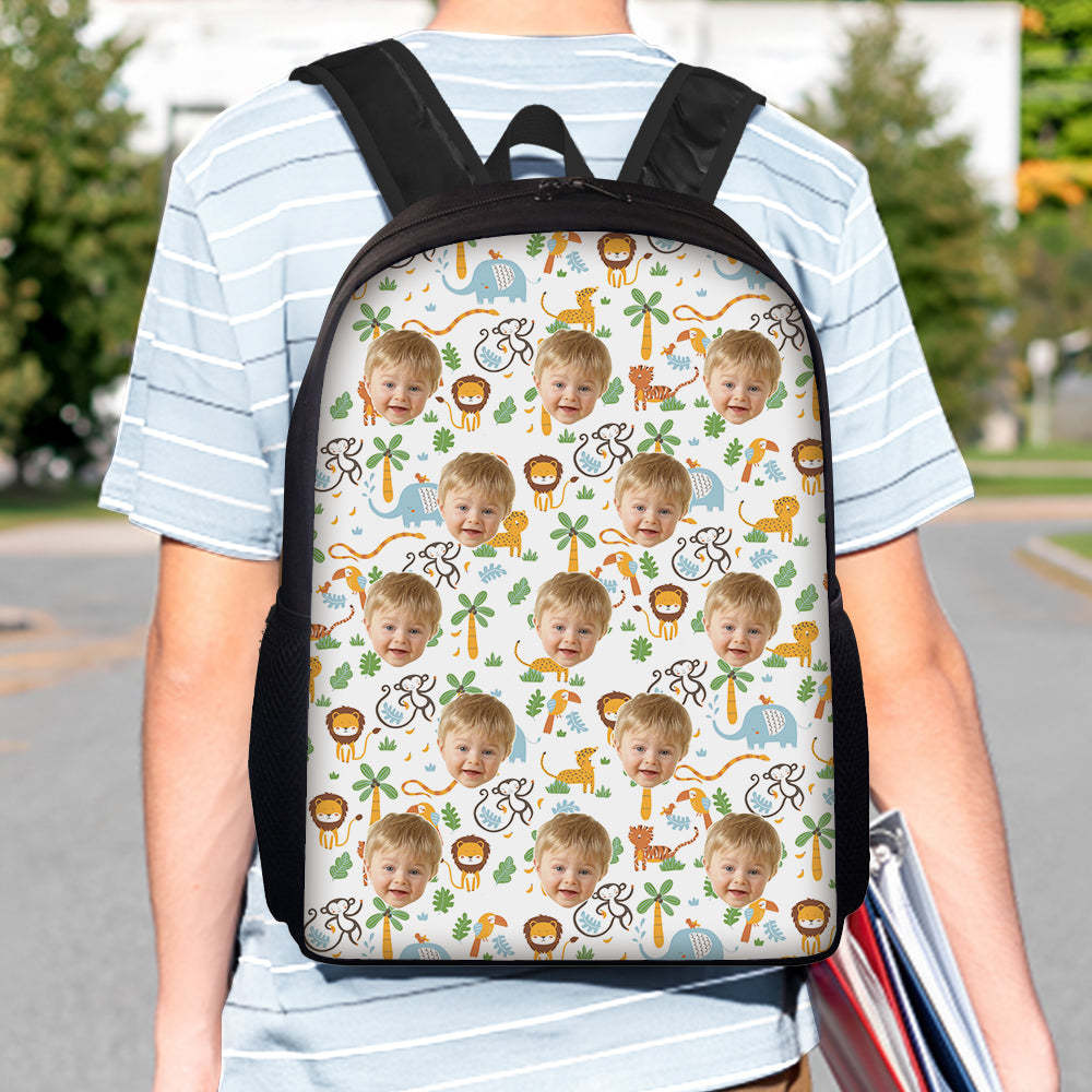 Custom Face Backpack Personalised Animal School Bag for Kids - mysiliconefoodbag