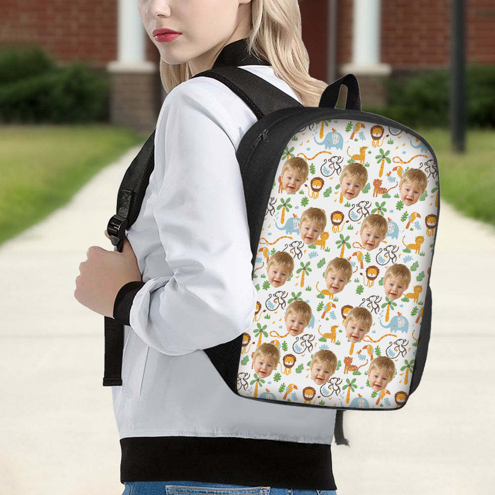 Custom Face Backpack Personalised Animal School Bag for Kids - mysiliconefoodbag
