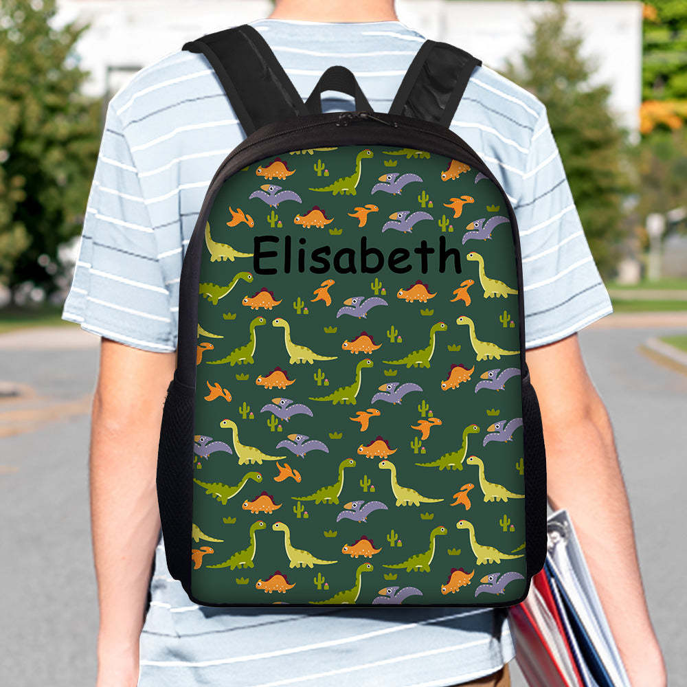 Custom Name Backpack Personalised Dinosaur School Bag for Boys Girls - mysiliconefoodbag