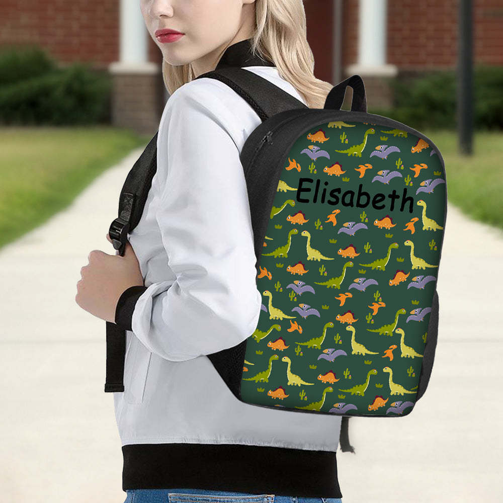 Custom Name Backpack Personalised Dinosaur School Bag for Boys Girls - mysiliconefoodbag