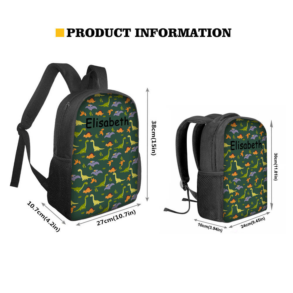 Custom Name Backpack Personalised Dinosaur School Bag for Boys Girls - mysiliconefoodbag