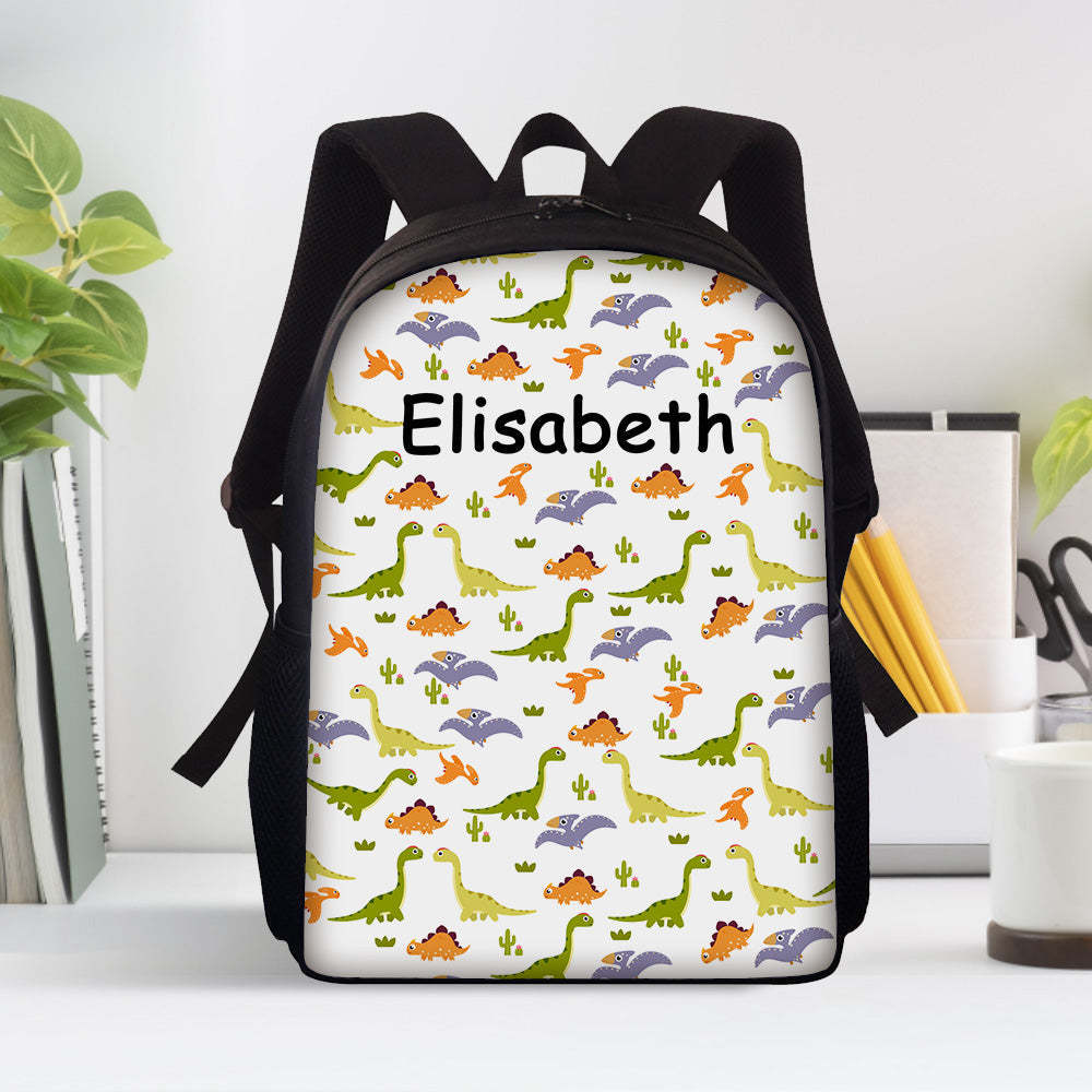 Custom Name Backpack Personalised Dinosaur School Bag for Boys Girls - mysiliconefoodbag