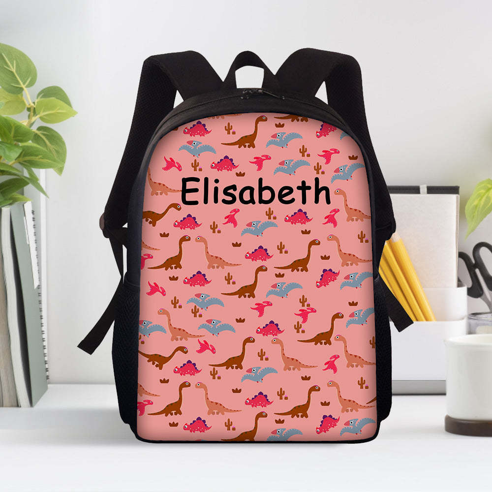 Custom Name Backpack Personalised Dinosaur School Bag for Boys Girls - mysiliconefoodbag