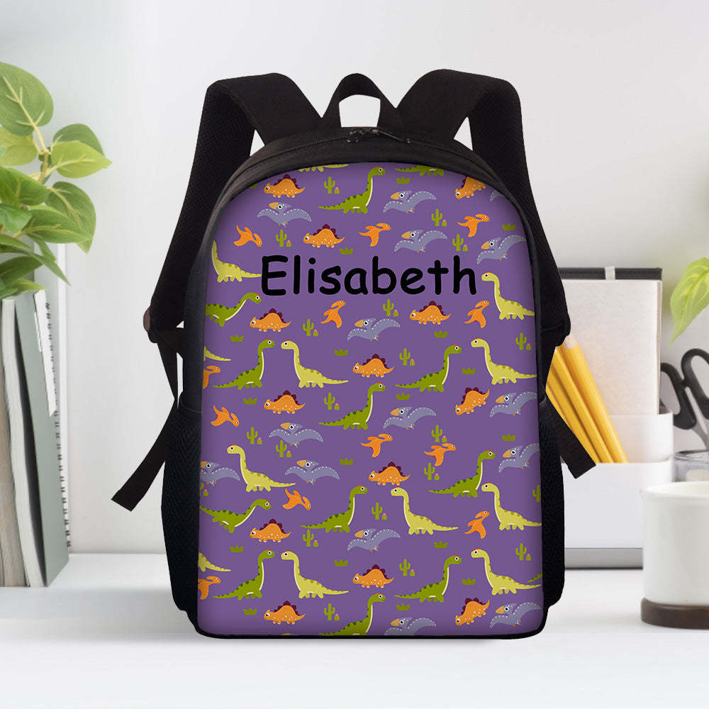 Custom Name Backpack Personalised Dinosaur School Bag for Boys Girls - mysiliconefoodbag