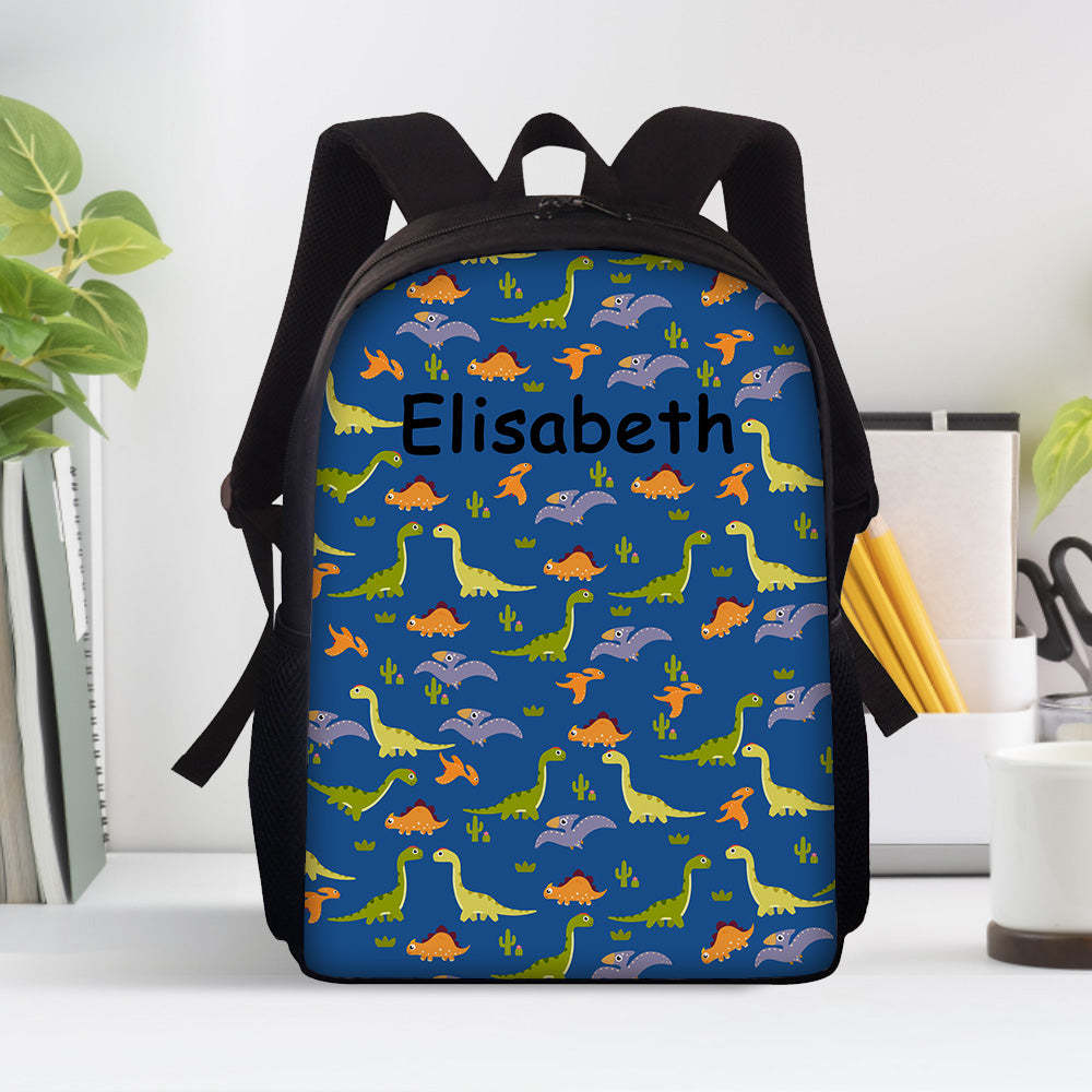 Custom Name Backpack Personalised Dinosaur School Bag for Boys Girls - mysiliconefoodbag