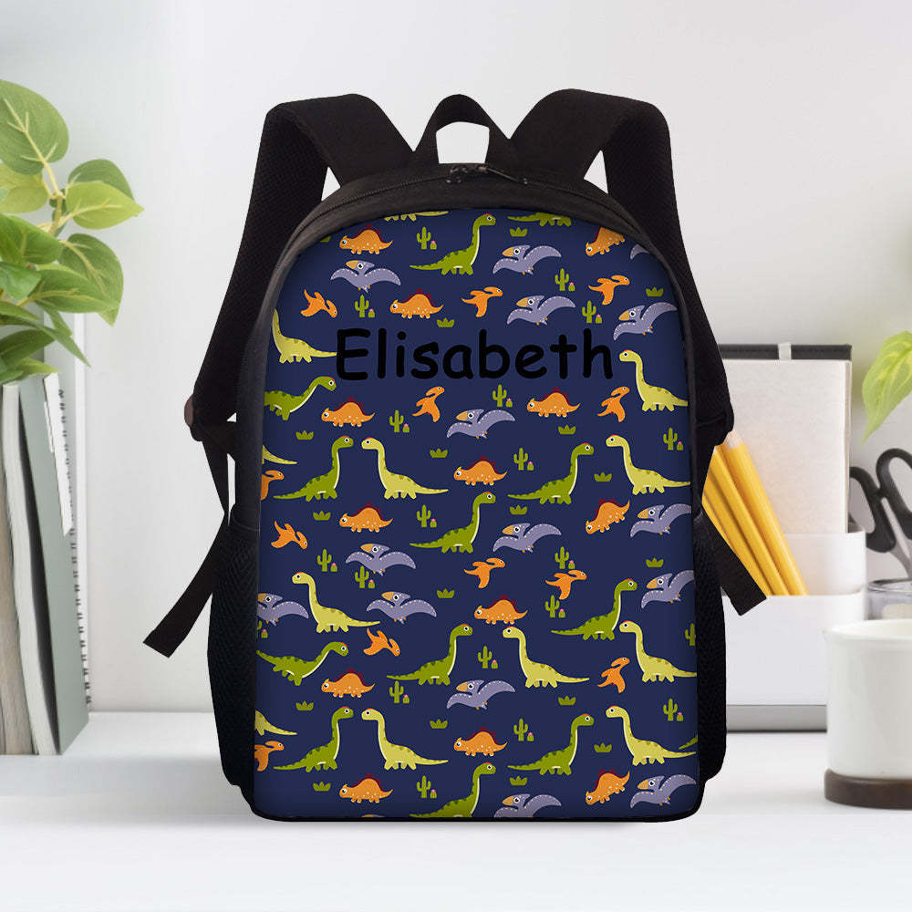 Custom Name Backpack Personalised Dinosaur School Bag for Boys Girls - mysiliconefoodbag