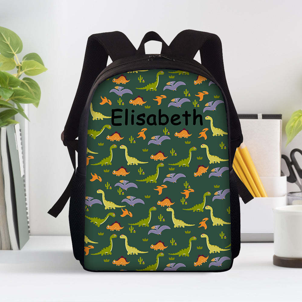 Custom Name Backpack Personalised Dinosaur School Bag for Boys Girls - mysiliconefoodbag