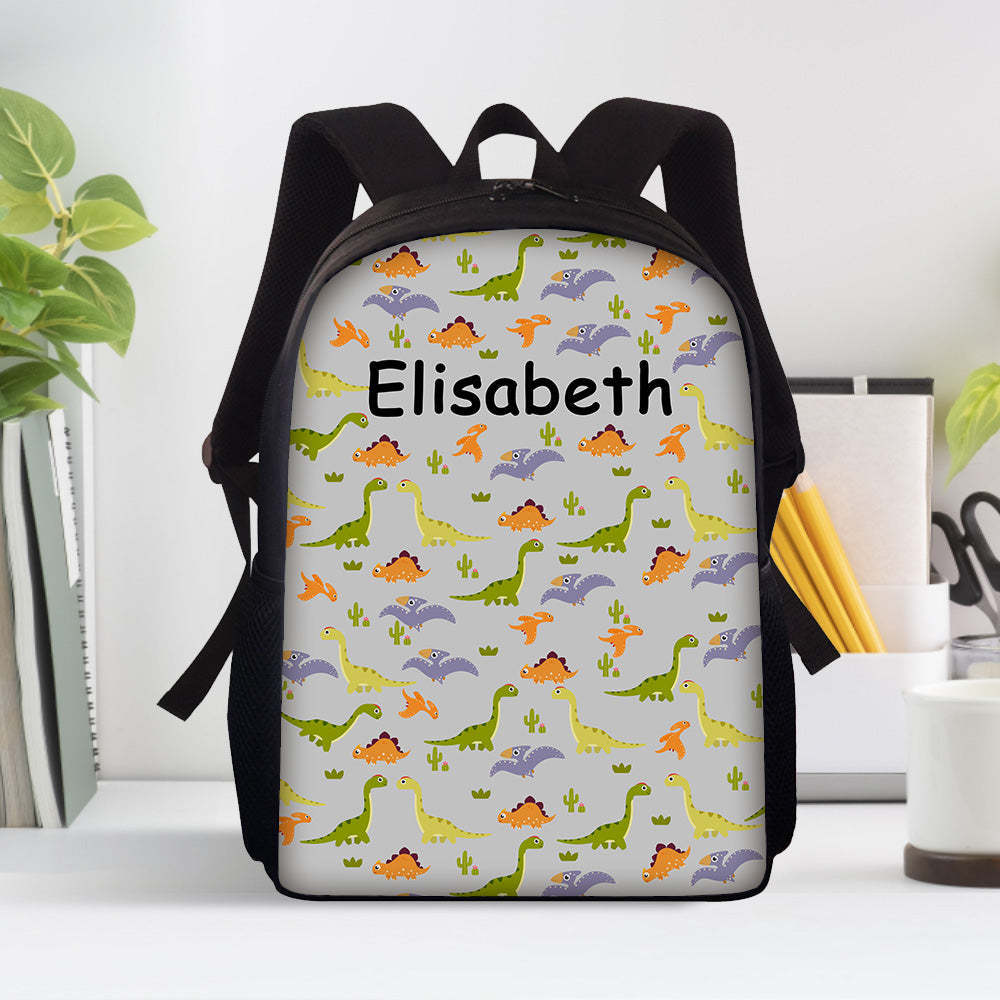 Custom Name Backpack Personalised Dinosaur School Bag for Boys Girls - mysiliconefoodbag