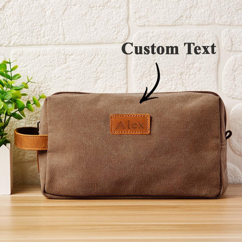 custom toiletry bag household storage bag engraved personalized leather make up bag