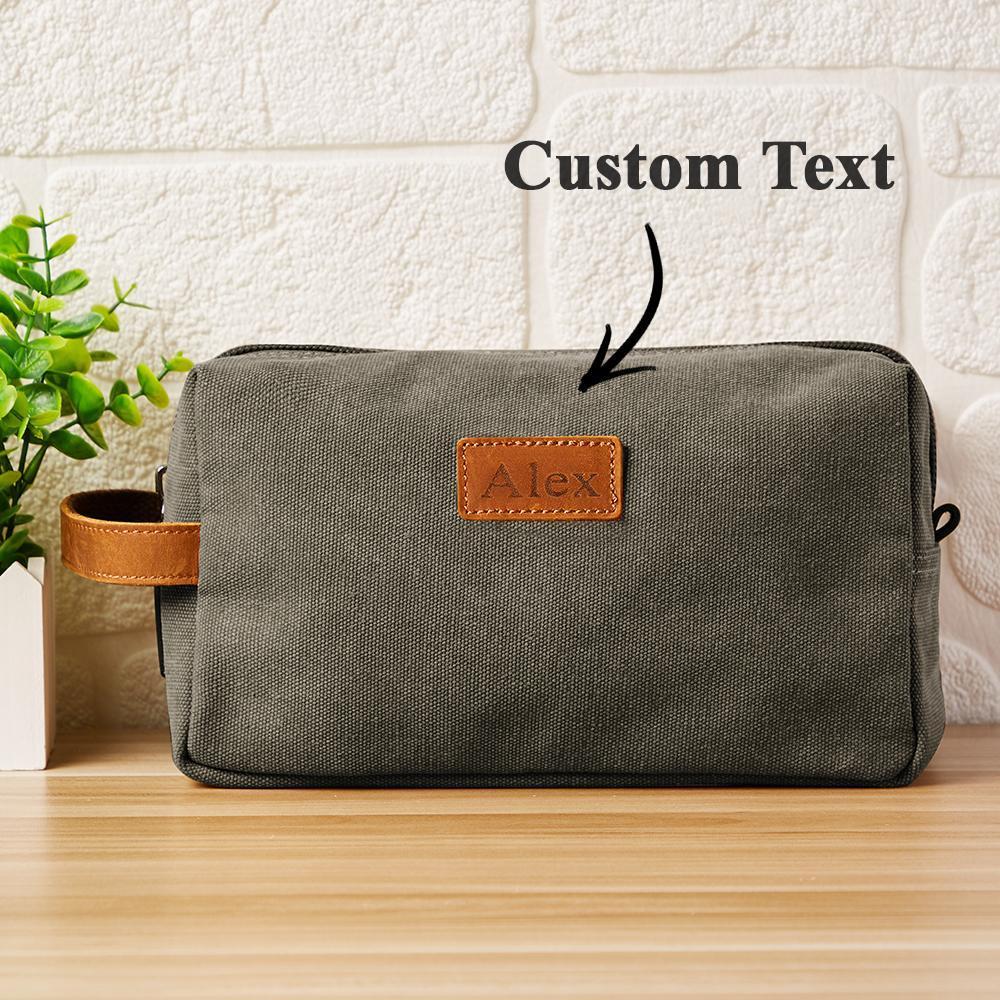 custom toiletry bag household storage bag engraved personalized leather make up bag
