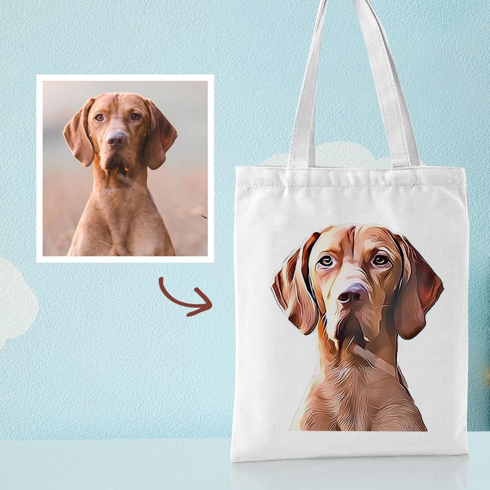 custom pet portrait canvas tote bag personalized canvas bags diy gift
