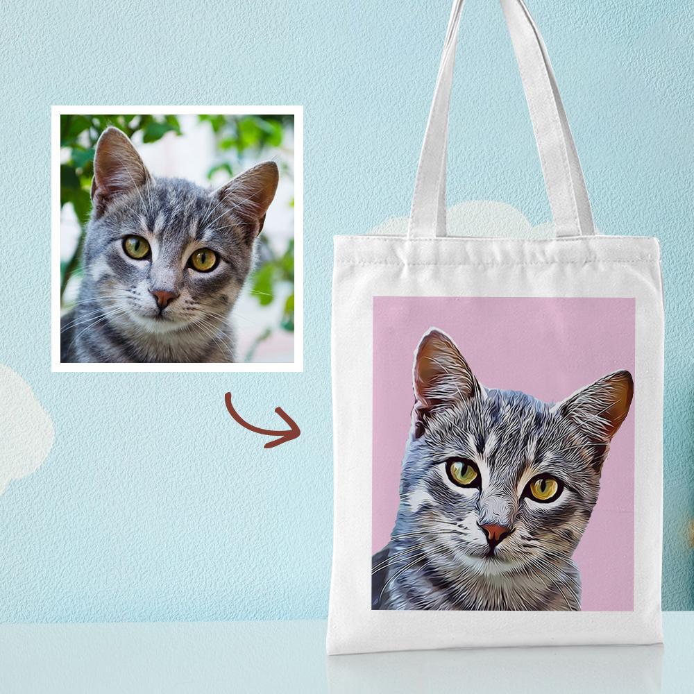 custom pet portrait canvas tote bag personalized canvas bags diy gift