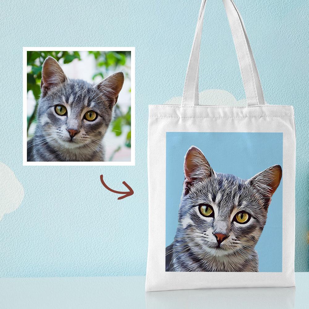 custom pet portrait canvas tote bag personalized canvas bags diy gift
