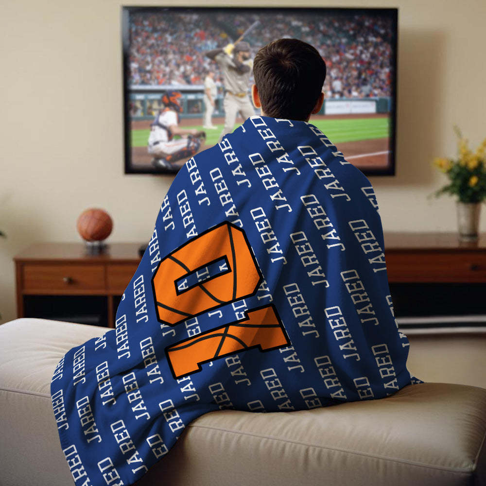 Personalized Basketball Blanket with Name, Sports gift, sports blanket, stadium blanket - mysiliconefoodbag