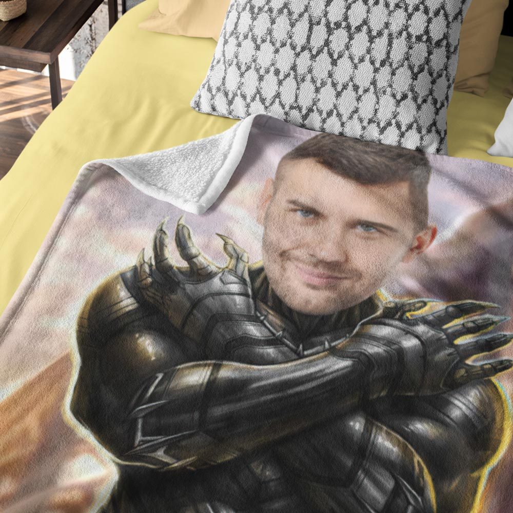 Customized Black Panther Blanket Custom Photo Blanket Personalized Face Blanket Gift for Him - mysiliconefoodbag