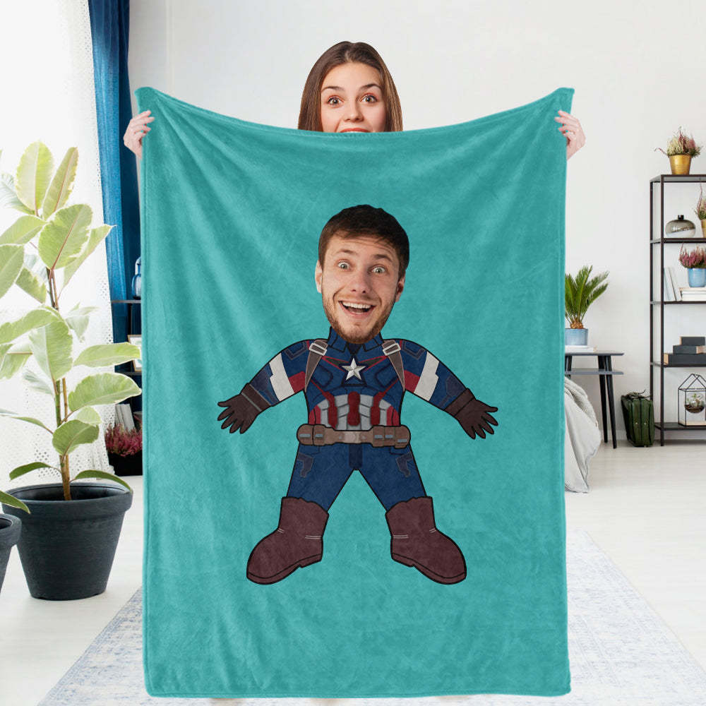 Custom Photo Blanket Unique Capitain America Personalized Photo Gifts Unique Customized Gifts - mysiliconefoodbag