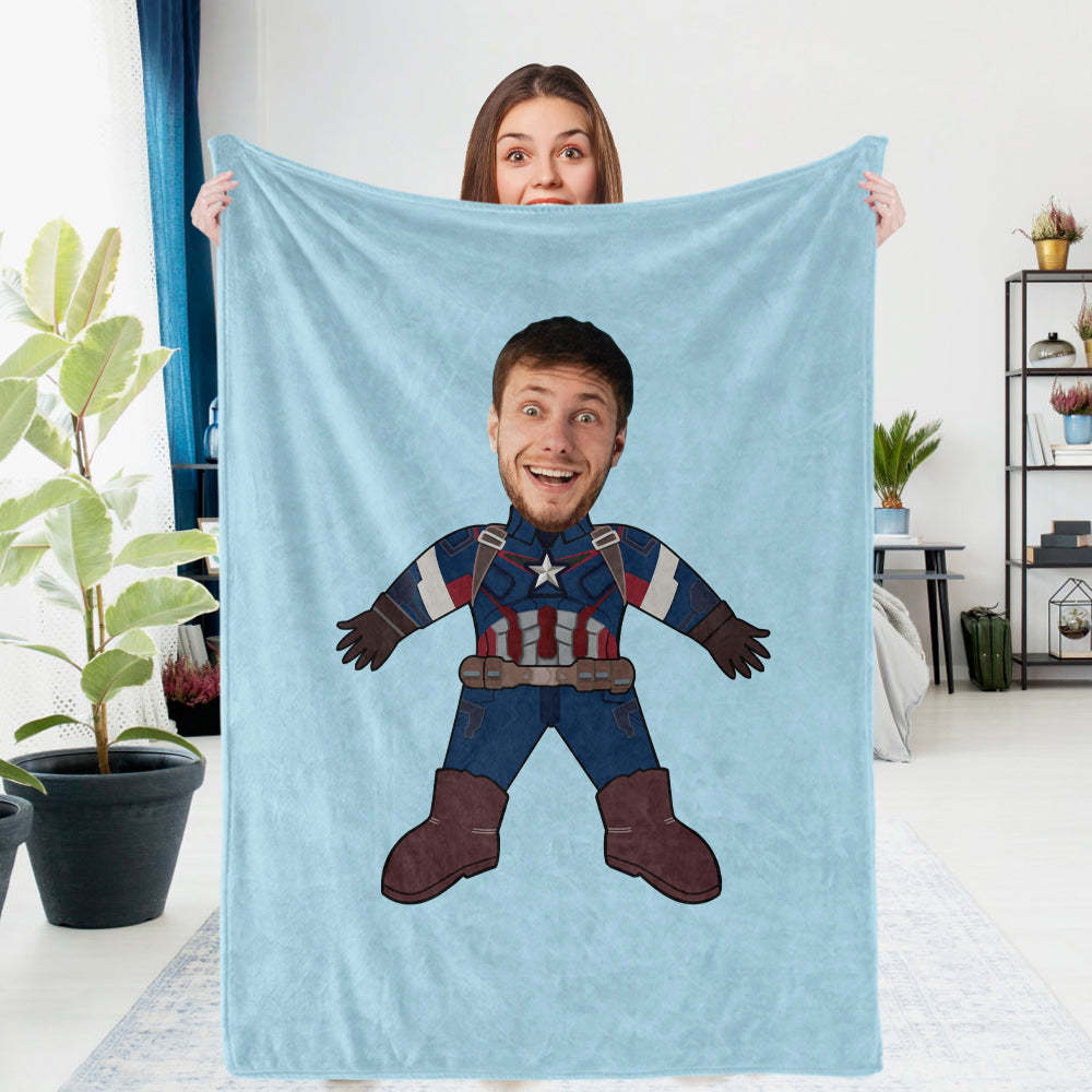Custom Photo Blanket Unique Capitain America Personalized Photo Gifts Unique Customized Gifts - mysiliconefoodbag