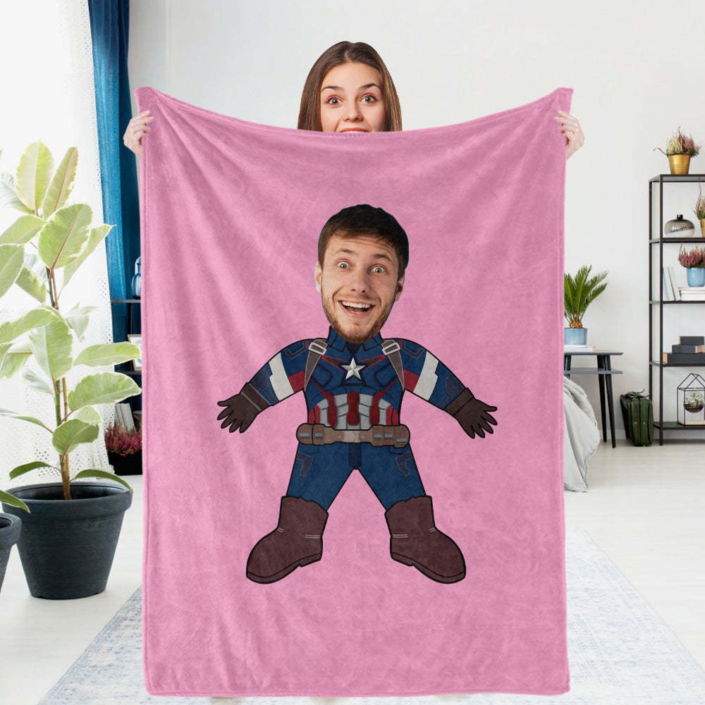 Custom Photo Blanket Unique Capitain America Personalized Photo Gifts Unique Customized Gifts - mysiliconefoodbag