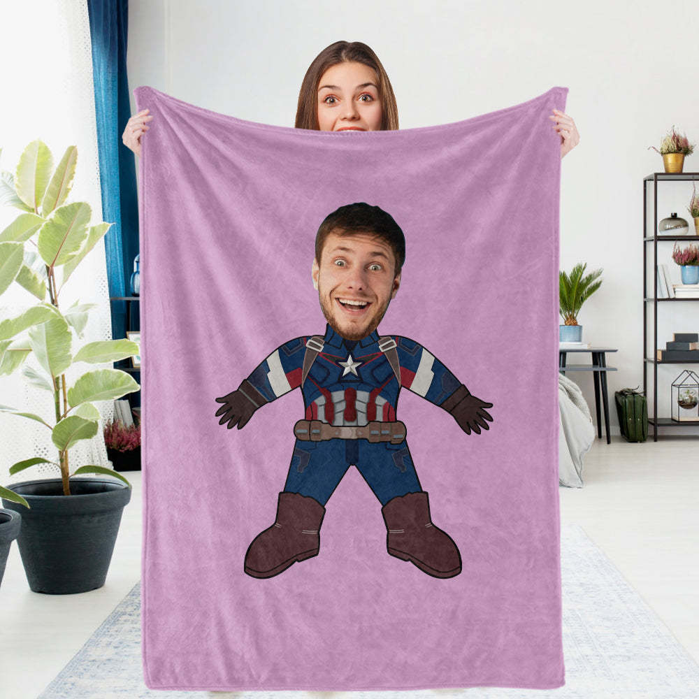 Custom Photo Blanket Unique Capitain America Personalized Photo Gifts Unique Customized Gifts - mysiliconefoodbag