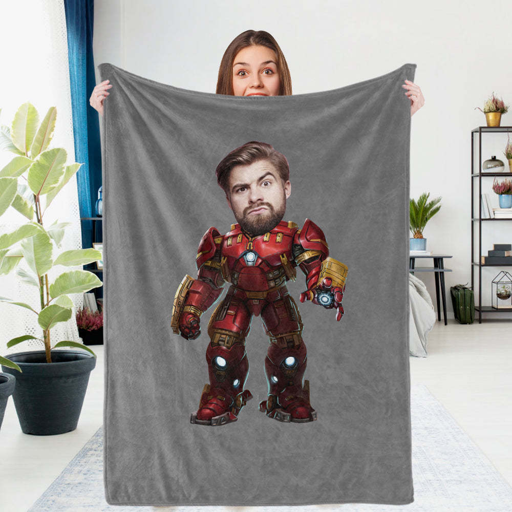 Custom Photo Blanket Hulkbuster Armor Personalized Photo Gifts - mysiliconefoodbag