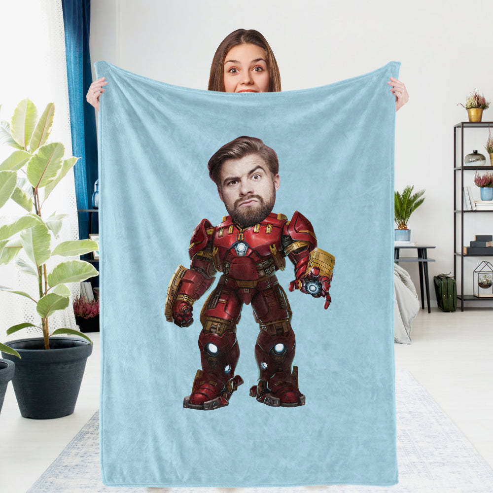Custom Photo Blanket Hulkbuster Armor Personalized Photo Gifts - mysiliconefoodbag