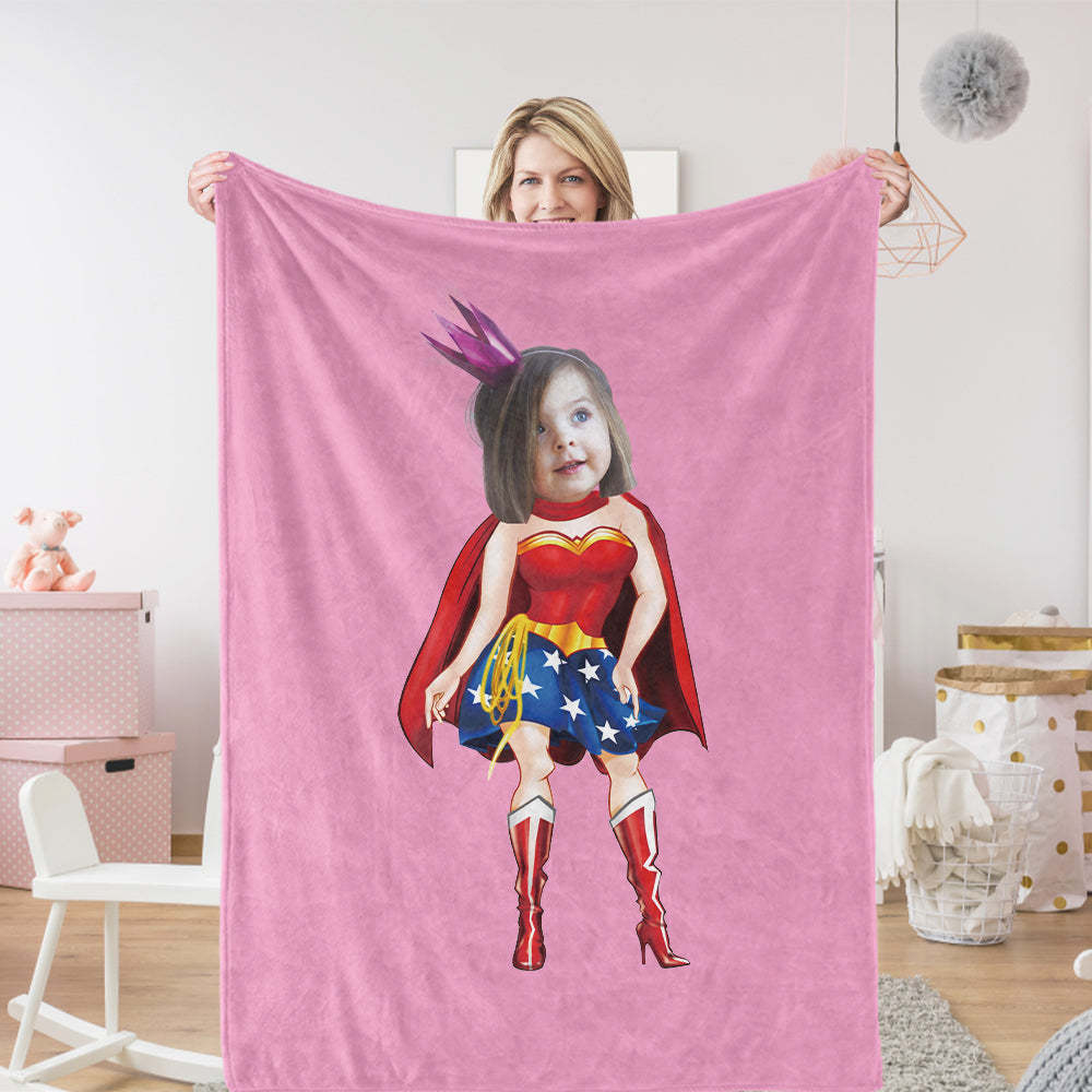 Gifts for Daughter Custom Wonder Woman Blankets Personalized Photo Blanket Surprise for Her - mysiliconefoodbag