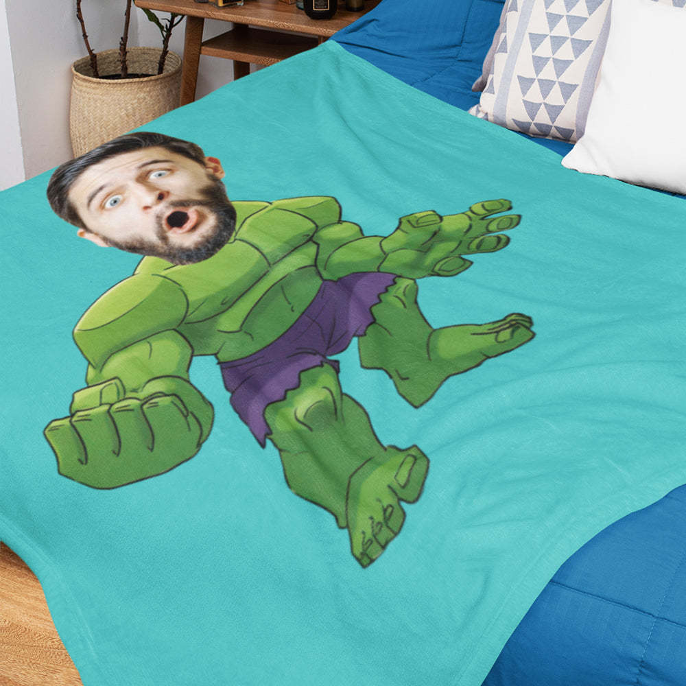 Gifts for Son Hulk Blankets Custom Photo Blanket Personalized Face Blanket - mysiliconefoodbag