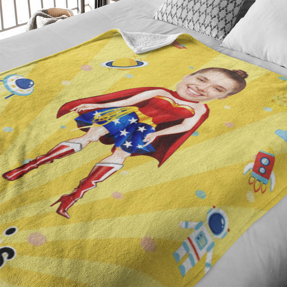 Custom Face Photo Blanket Personalized Photo and Text Blanket Minime Superwoman Blanket A Unique Cool Gift - mysiliconefoodbag