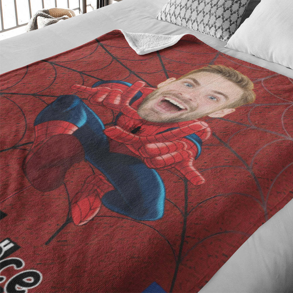 Custom Minime Spiderman Blanket Face Photo Blanket Personalized Photo and Text Blanket A Unique Cool Gift - mysiliconefoodbag