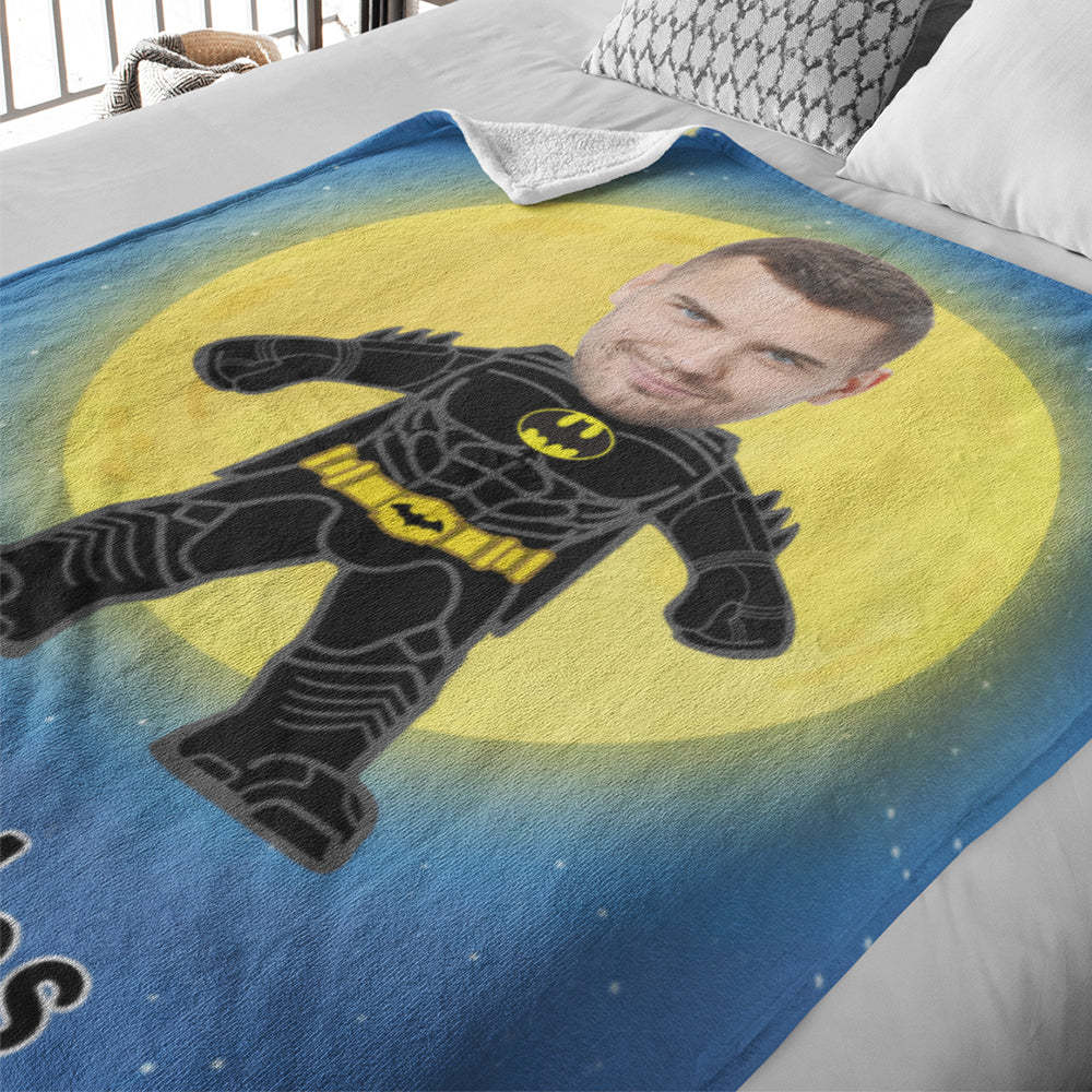 Custom My Face Blanket Personalized Photo and Text Blanket Minime Batman Blanket Best Gift For Him - mysiliconefoodbag