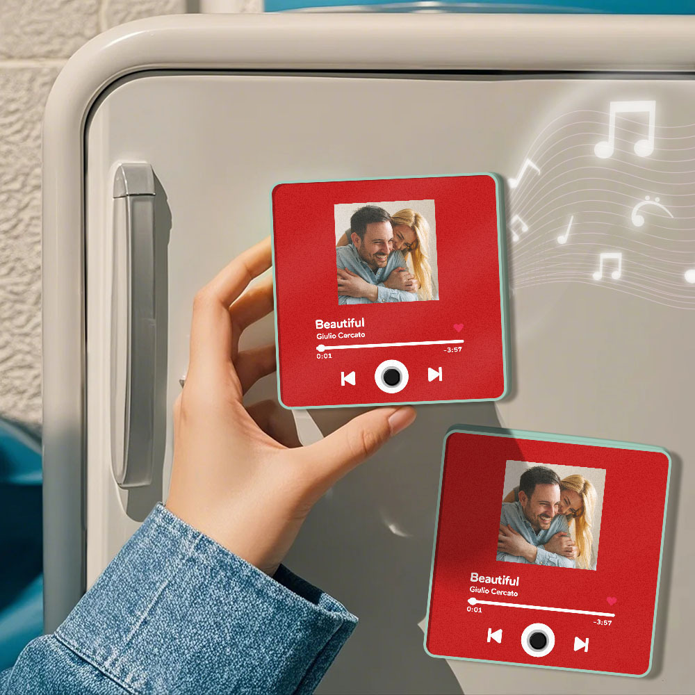 Customized Multicolor Spotify Fridge Magnet Personalized Red Album Music Fridge Magnet Can Play Songs