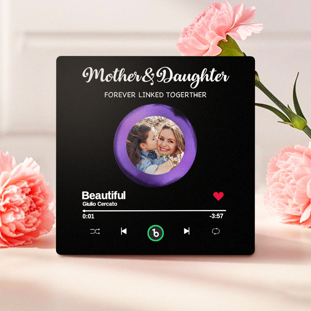 Custom Photo Mother And Daughter Forever Linked Together Family Personalized Custom Music Fridge Magnet That Can Play Songs Mother's Day Gift