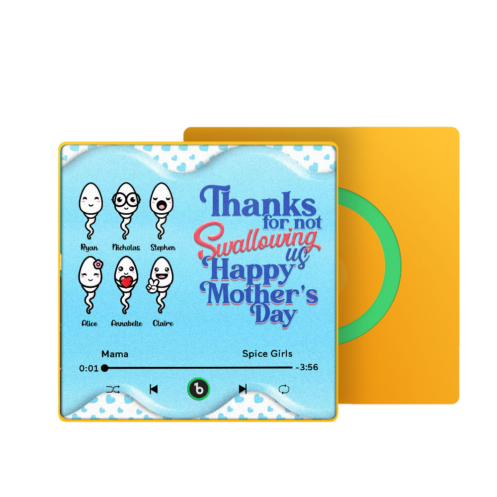 Thanks for not Swallowing Me Personalized Music Fridge Magnet, Funny Mother's Day Gift for Mom, Gift for her