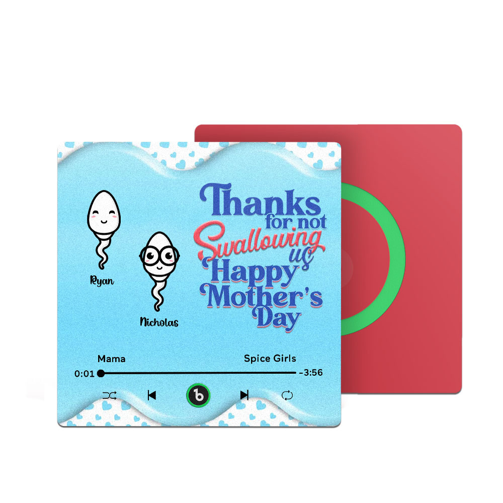 Thanks for not Swallowing Me Personalized Music Fridge Magnet, Funny Mother's Day Gift for Mom, Gift for her