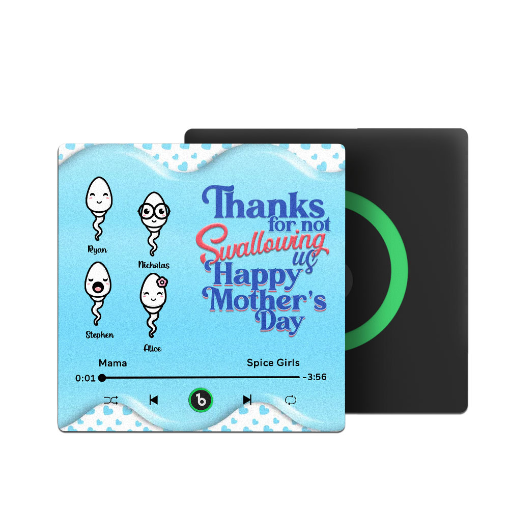 Thanks for not Swallowing Me Personalized Music Fridge Magnet, Funny Mother's Day Gift for Mom, Gift for her