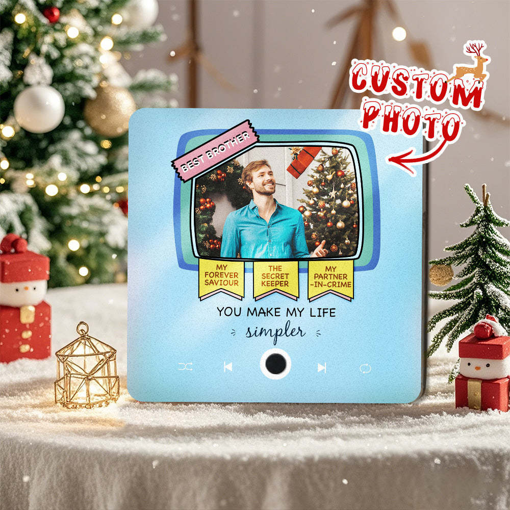 Personalized Photo Music Fridge Magnet Christmas Gift for Sisters and Brothers Custom Music Magnets Can Play Songs - mysiliconefoodbag