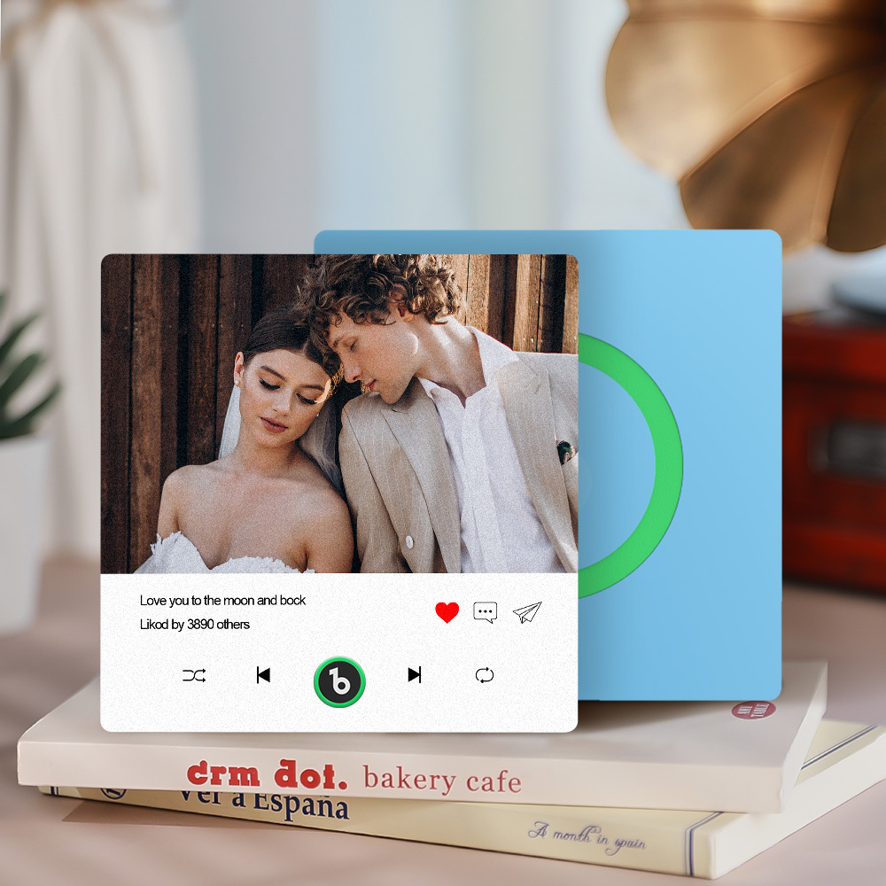 Custom Photo and Text Music Fridge Magnet with Colorful Frame Music Wall Photo Sticker Music Movement That Can Be Played - mysiliconefoodbag