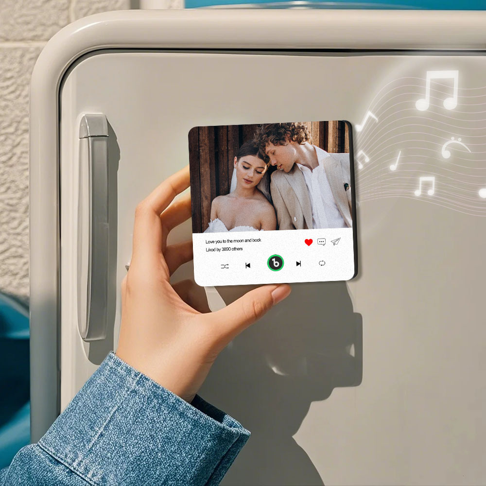 Custom Photo and Text Music Fridge Magnet with Colorful Frame Music Wall Photo Sticker Music Movement That Can Be Played - mysiliconefoodbag