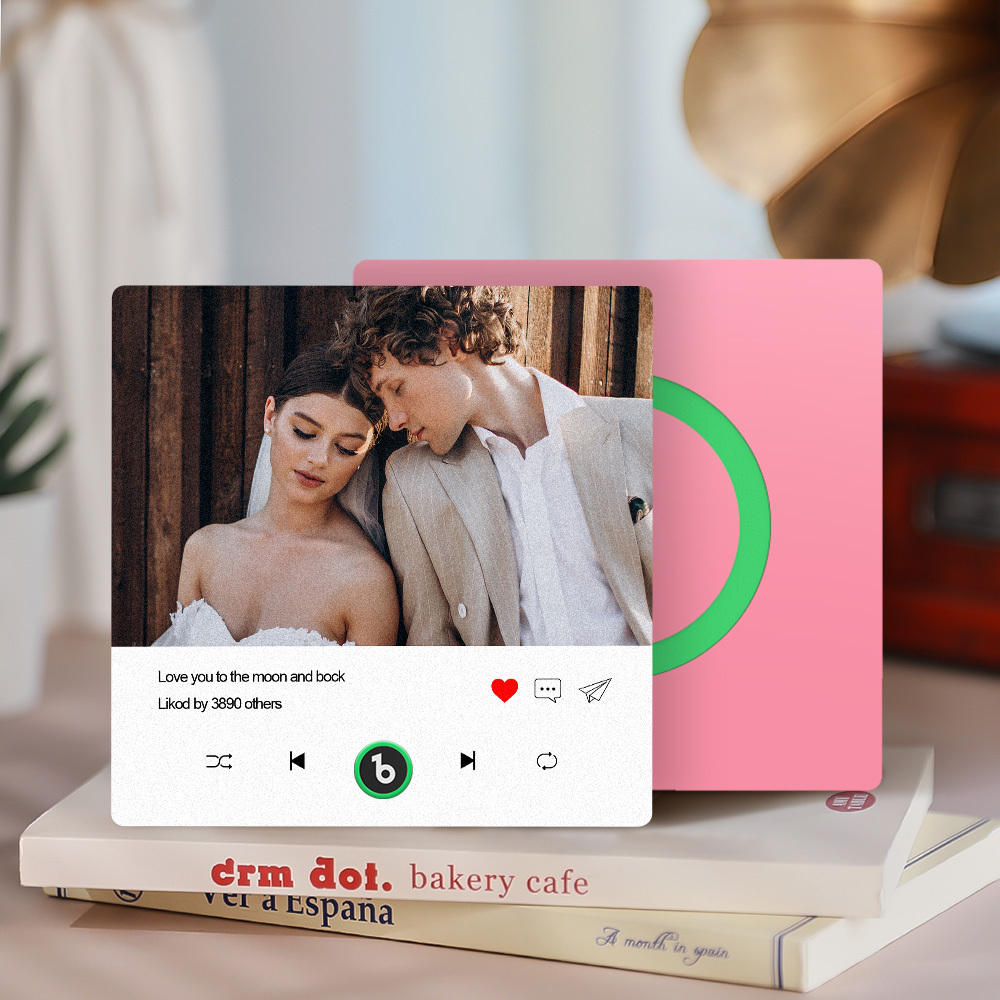 Custom Photo and Text Music Fridge Magnet with Colorful Frame Music Wall Photo Sticker Music Movement That Can Be Played - mysiliconefoodbag