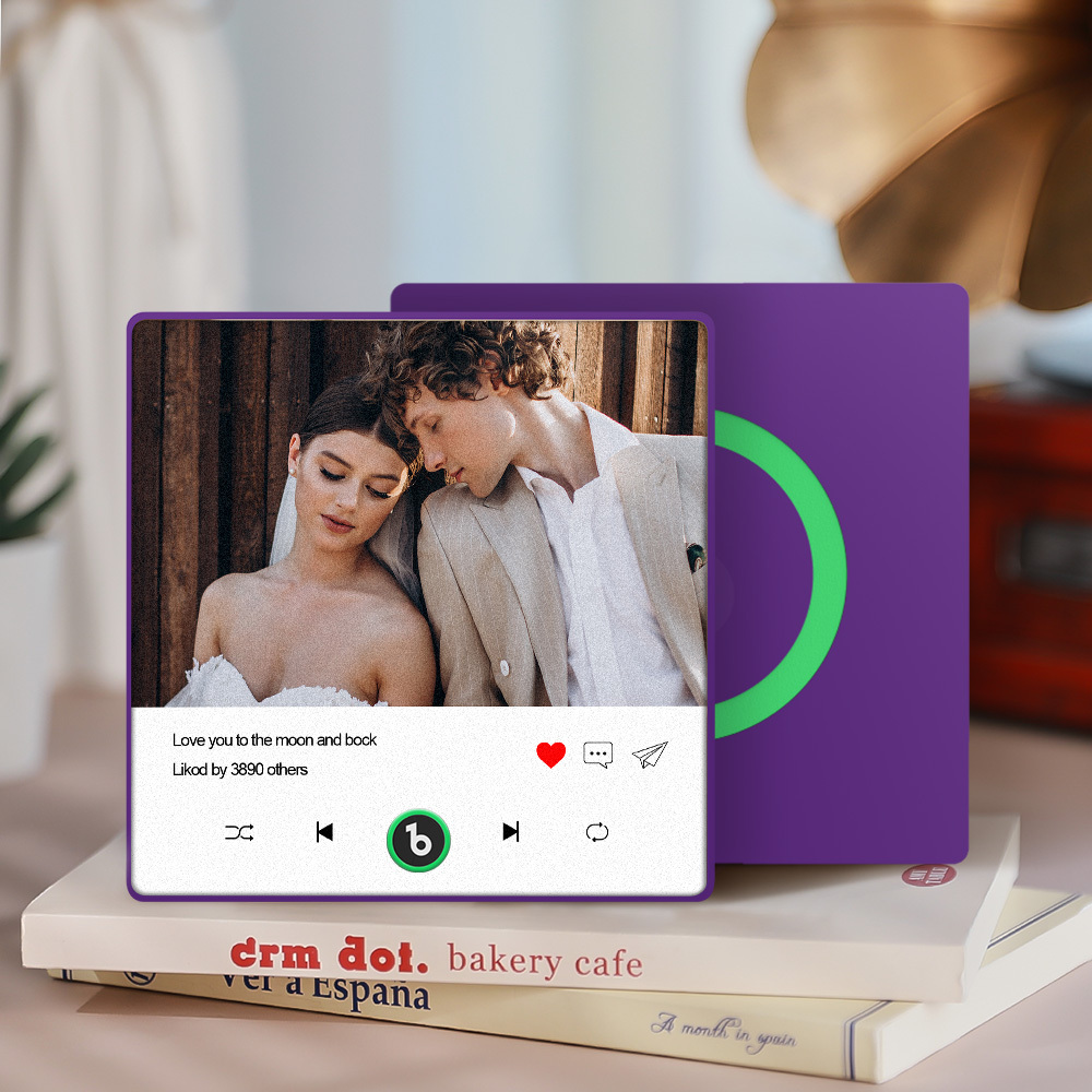 Custom Photo and Text Music Fridge Magnet with Colorful Frame Music Wall Photo Sticker Music Movement That Can Be Played - mysiliconefoodbag