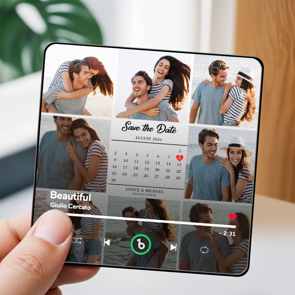 Custom Photo and Calendar Music Fridge Magnet Custom Text Frame Music Wall Photo Sticker Music Movement That Can Be Played Gifts for Anniversary - mysiliconefoodbag