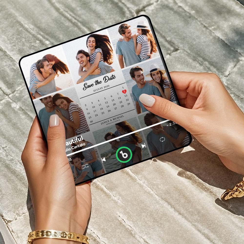 Custom Photo and Calendar Music Fridge Magnet Custom Text Frame Music Wall Photo Sticker Music Movement That Can Be Played Gifts for Anniversary - mysiliconefoodbag