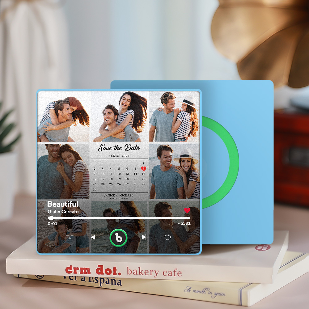Custom Photo and Calendar Music Fridge Magnet Custom Text Frame Music Wall Photo Sticker Music Movement That Can Be Played Gifts for Anniversary - mysiliconefoodbag