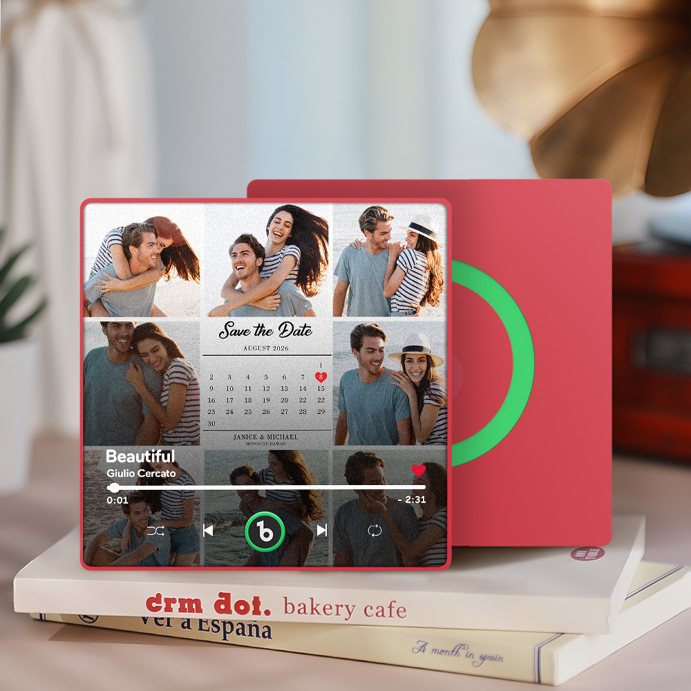 Custom Photo and Calendar Music Fridge Magnet Custom Text Frame Music Wall Photo Sticker Music Movement That Can Be Played Gifts for Anniversary - mysiliconefoodbag