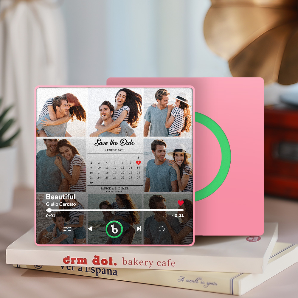 Custom Photo and Calendar Music Fridge Magnet Custom Text Frame Music Wall Photo Sticker Music Movement That Can Be Played Gifts for Anniversary - mysiliconefoodbag