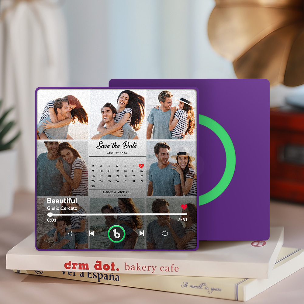 Custom Photo and Calendar Music Fridge Magnet Custom Text Frame Music Wall Photo Sticker Music Movement That Can Be Played Gifts for Anniversary - mysiliconefoodbag