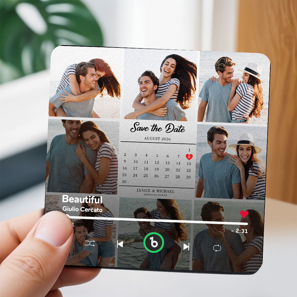 Custom Photo and Calendar Music Fridge Magnet Custom Text Frame Music Wall Photo Sticker Music Movement That Can Be Played Gifts for Anniversary - mysiliconefoodbag